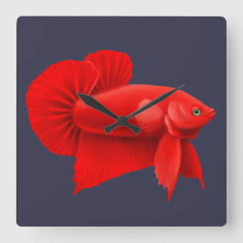 Gros Rouge Betta Poisson Plakat Horloge murale