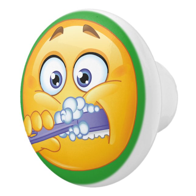Gros sourire brossant dents bouton de tiroir - SRF (Droite)