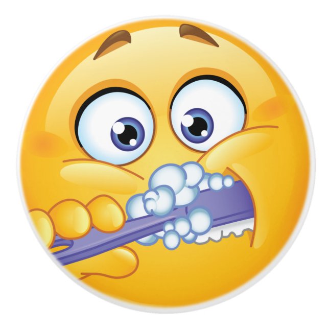Gros sourire brossant dents bouton de tiroir - SRF (Devant)