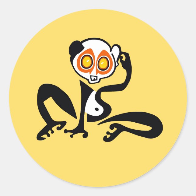 Gros yeux ! Cool mignon LORIS - Sticker jaune (Devant)