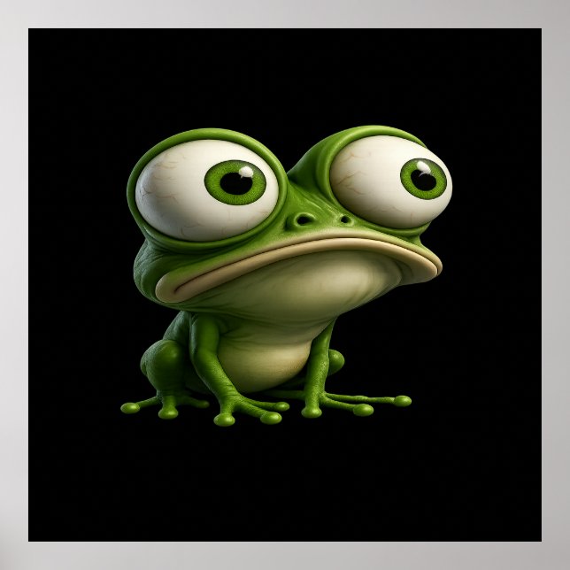 Grosäugiger Cartoon-Frosch Poster (Vorne)