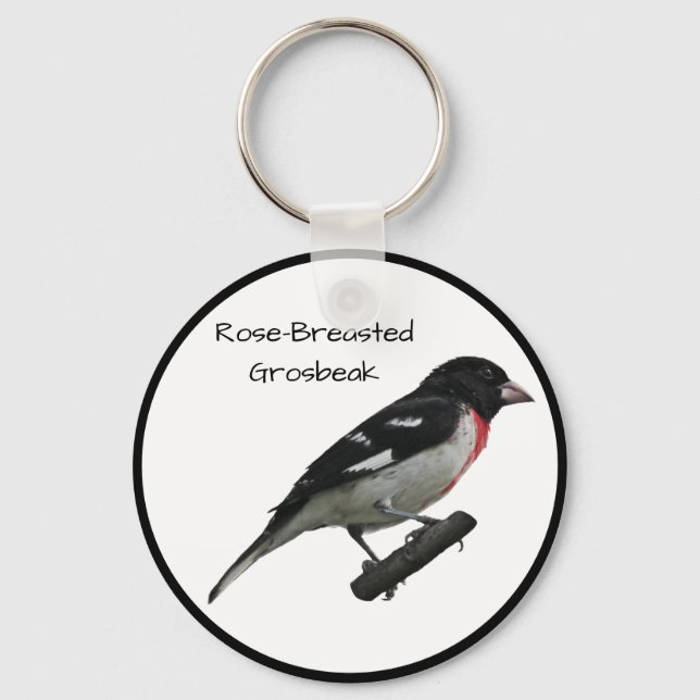 Grosbeak mit Rose Schlüsselanhänger (Vorderseite)