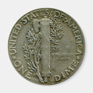 Groschen-Rückseitenmagnet 1943 US Mercury Magnet