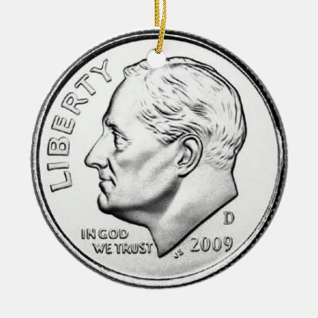 Groschen Vereinigter Staaten Roosevelt Keramik Ornament (Vorne)