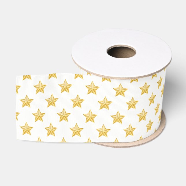 Grosgrain Ribbon-Gold-Stars Ripsband (Spule)