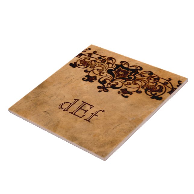 ・ Groß ・ Elegante Monogramm Tile Fliese (Seite)