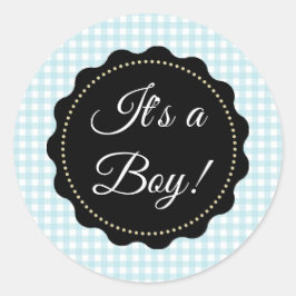 Groß, es ist ein Junge! Baby Shower Blue Stickers
