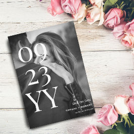 Groß formatiertes Script Save the Date Fotokarte