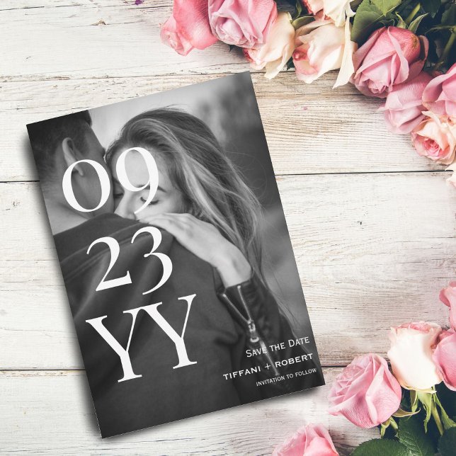 Groß formatiertes Script Save the Date Fotokarte (Von Creator hochgeladen)