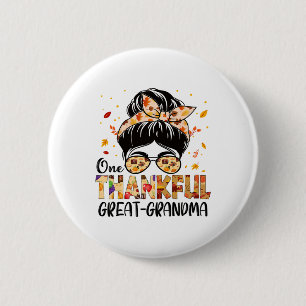 Groß-Großma Thankful Messy Bun Grandma Thanksgiv Button