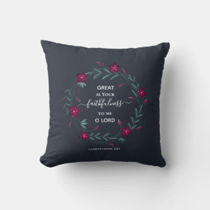 GROSS IST IHR FAITHFULNESS Blue Floral Christlich Kissen