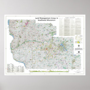 Groß Land Mgt Areas in Südwest Wisconsin Karte Poster