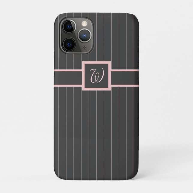 Groß schwarz mit rosa Pinstripes Case (Rückseite)