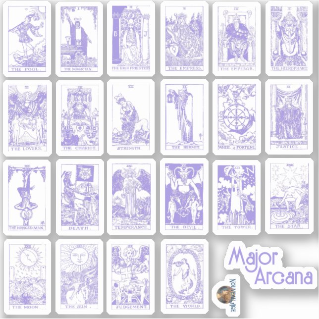 Großarcana-Aufkleber-Blatt in Pastel Goth Lila Aufkleber (Vorderseite)