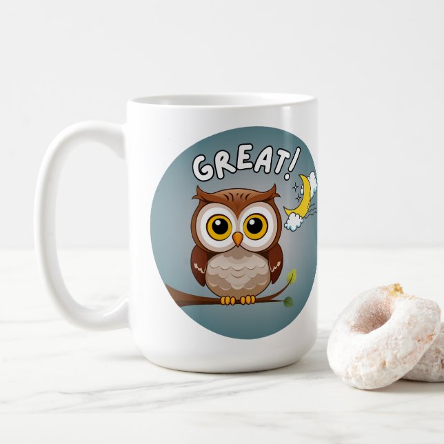 Großartig, Eule! Kaffeetasse (Mit Donut)