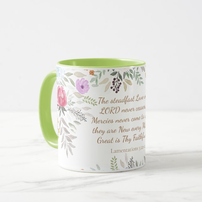 Großartig ist Deine Faithfulness Wasserfarben Tasse (Vorderseite Links)