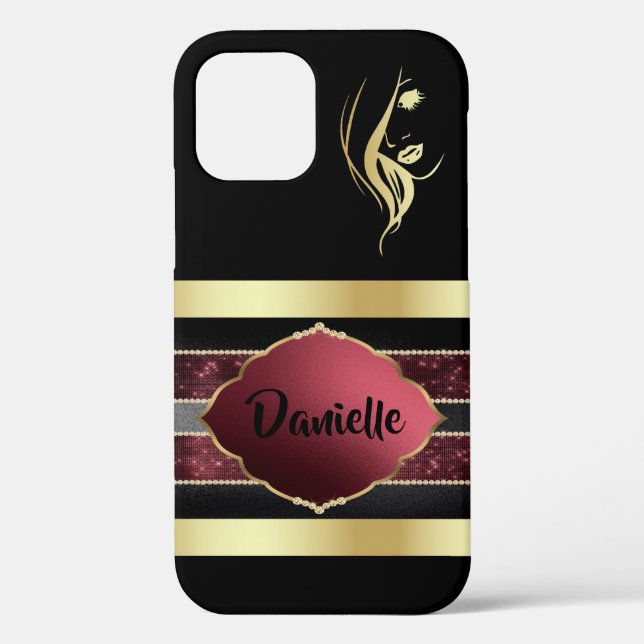 Großartig Personalisiertes Gold/Black iPhone Case (Rückseite)