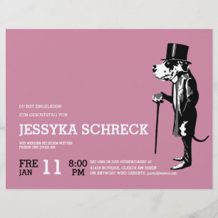 Großartige Däne-Dandy-Illustrations-Party-Einladun Flyer