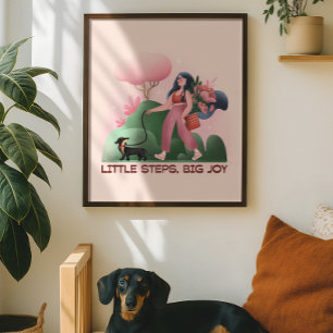 Großartige Darstellung des Girl Walking Dog Poster