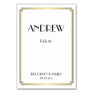 Großartige Gatsby Art Deco Gold Hochzeitstischkart Tischnummer