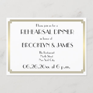 Großartige Gatsby-Art-Deco-Hochzeitsprobe-Einladun Einladung
