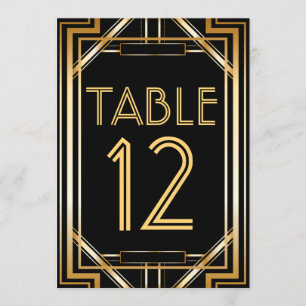 Großartige Gatsby-Art-Deco-Tischnummernkarten Einladung