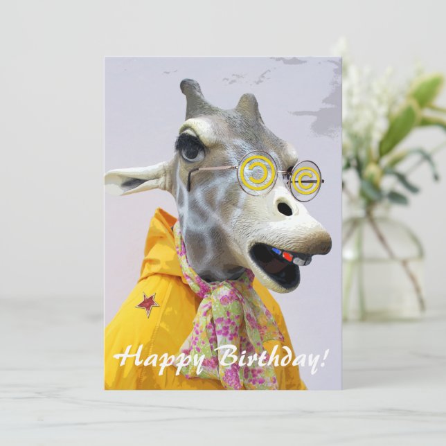 Großartige Giraffe Geburtstagskarte! Feiertagskarte (Stehend Vorderseite)