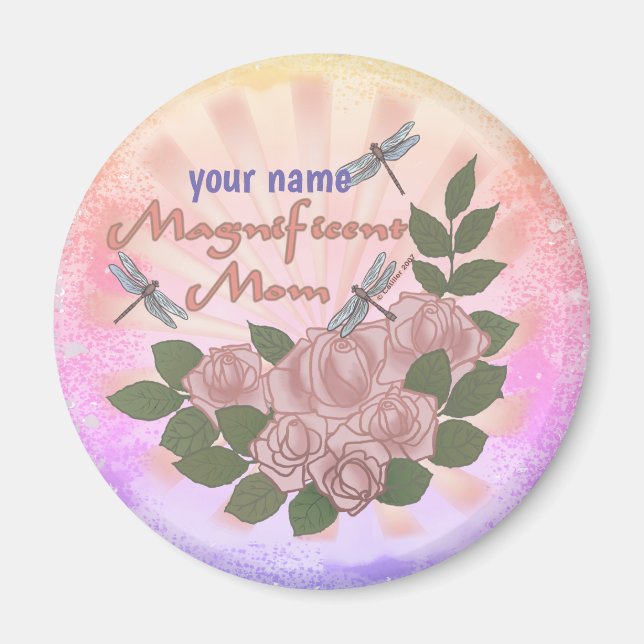Großartige Mama Rose individuelle Name Magnet (Vorne)