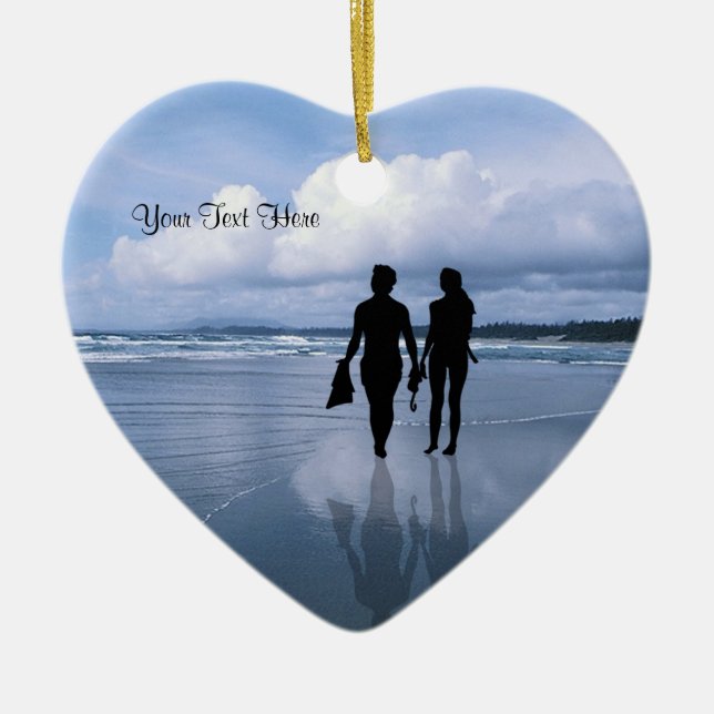 Großartige Ozean-Wellen und Strand Keramik Ornament (Vorne)