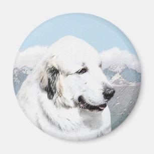 Großartige Pyrenäen-Malerei - Originale Hunde-Kuns Magnet