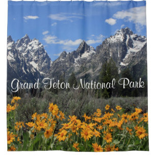 Großartige Teton Andenken-Foto-Schnee-Kappen und Duschvorhang
