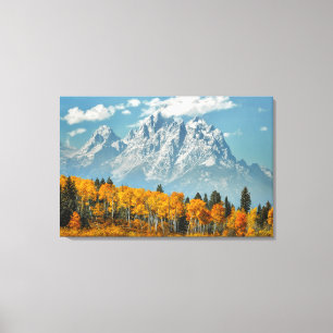 Großartige Teton Berge im Fall Leinwanddruck