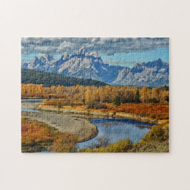 Großartige Teton Gebirgsfluss-Ansicht in Herbst (Horizontal)