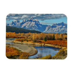 Großartige Teton Gebirgsfluss-Ansicht in Herbst Magnet