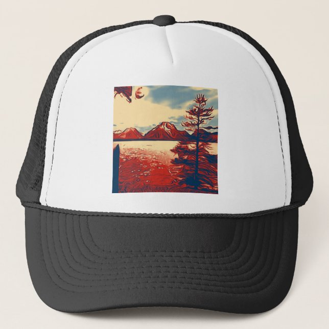 Großartige Teton Nationalpark-Kunst Truckerkappe (Vorderseite)