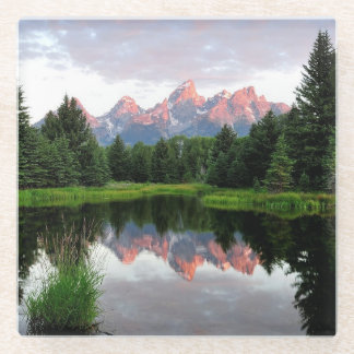 Großartige Teton Reflexionen über dem Biber-Teich Glasuntersetzer