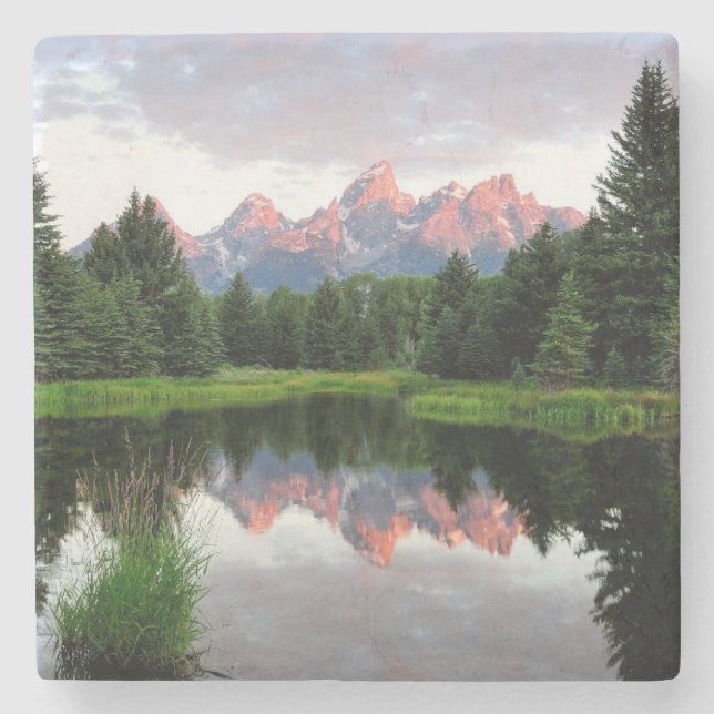 Großartige Teton Reflexionen über dem Biber-Teich Steinuntersetzer (Vorderseite)