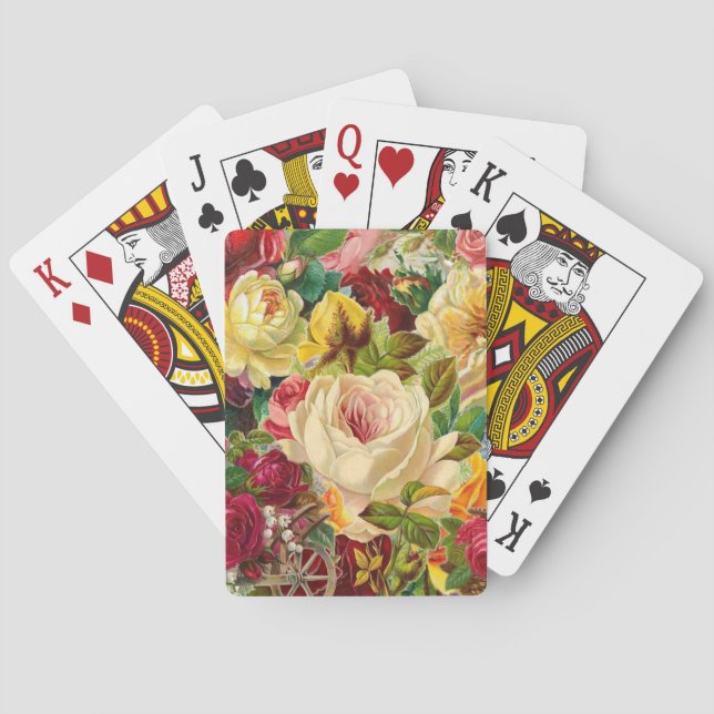 Großartige Viktorianische Blume-Collage Spielkarten (Rückseite)