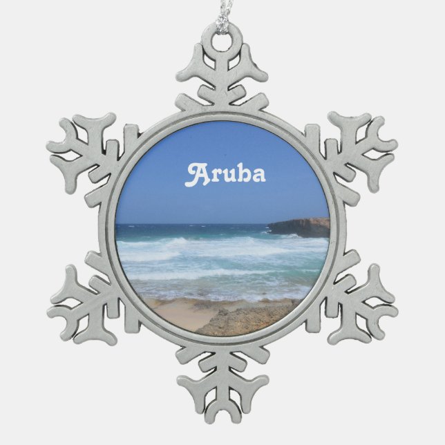 Großartige Wellen in Aruba Schneeflocken Zinn-Ornament (Vorderseite)