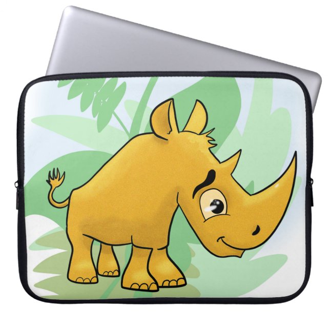 Großartiger Cartoon Rhino Laptopschutzhülle (Vorderseite)