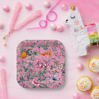Großartiger chinesischer Kanton Pink Floral Pappteller