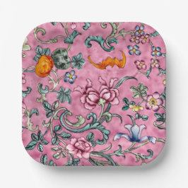 Großartiger chinesischer Kanton Pink Floral Pappteller