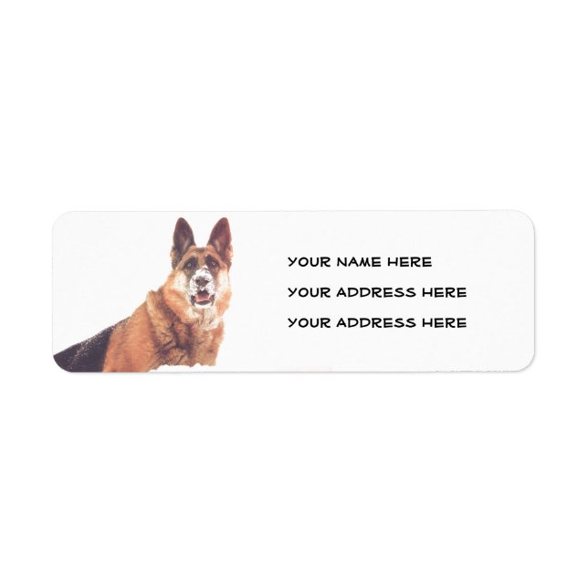 Großartiger deutscher Hirte im Snow-Address-Label (Vorne)