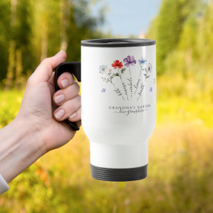 Großartiger Garten mit Enkeln, Namen der Wasserfar Reisebecher