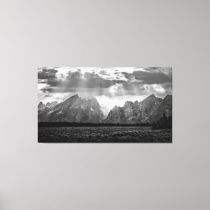 Großartiger Teton Gebirgszug in Schwarzweiss Leinwanddruck
