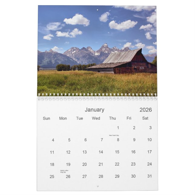 Großartiger Teton Nationalpark Kalender (Jan 2026)