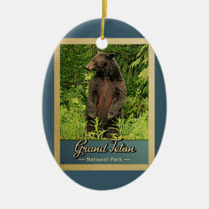 Großartiger Teton Nationalpark-Vintager Bär Keramik Ornament