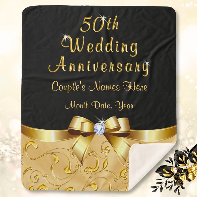 Großartiges 50. Hochzeitstil-Jubiläumswurzel Sherpadecke (Personalized 50th wedding anniversary gift for parents or grandparents. 50th anniversary blanket. )