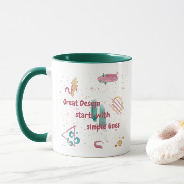 Großartiges Design beginnt mit einfacher Lines Cof Tasse (Mit Donut)
