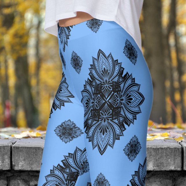 Großartiges französisches Blaues Mandela-Muster Leggings (Mandela on French Sky Blue )